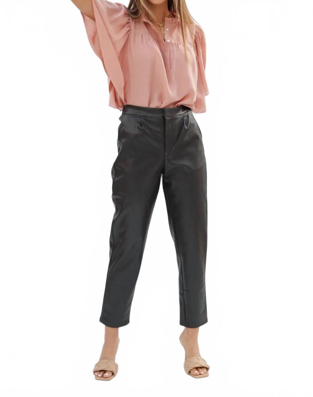 NEW BISHOP + YOUNG alejandra vegan leather pant in chocolate